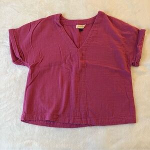Magenta V-Neck Top